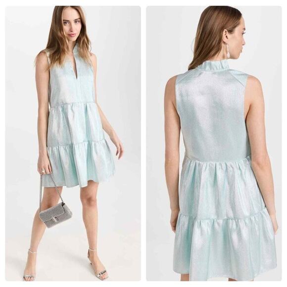 Amanda Uprichard Connolly Dress in Ice blue size M metallic sleeveless mini - Picture 1 of 8